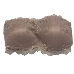 Spanx Bra L Pink Lace Strapless Padded Wireless Pull On Stretch - Picture 1 of 9