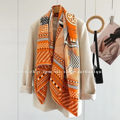 Sallys Boutique Pure Twill Silk Wrap Scarf Stole Horses Print Square Shawl 53" - Image 1 of 4