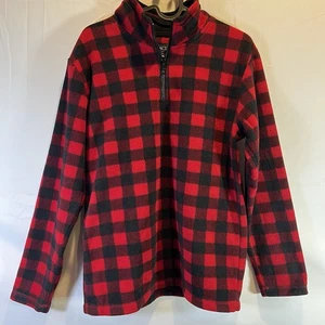 Place Boys XL 14 Red Pullover Fleece Buffalo Plaid XLarge TCP Childrens 1/4 Zip - Picture 1 of 4