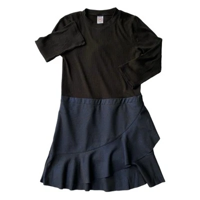 Vestido combinado azul buceo tejido negro y metálico para niña talla XL 14/16 Foto 1 de 4