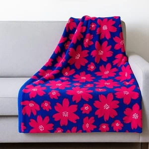 Vera Bradley Blumendecke blau rosa Blumen kuschelig weich Plüsch Fleece Überwurf 50x80 - Bild 1 von 5