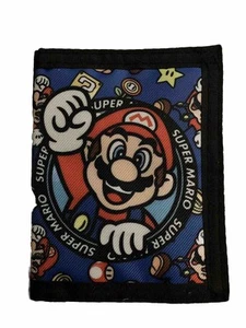 Super Mario Tri-fold Nylon Wallet Blue - Picture 1 of 3