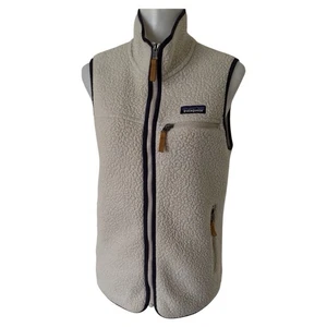 Patagonia Retro Pile Fleece Vest Full Zip Pelican Shearling Womens Small Cream - Bild 1 von 11
