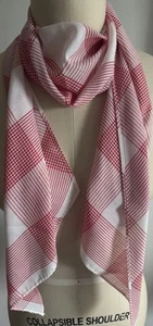 Vintage Scarf Plaid Red, White Triangle Ends Cotton 9” W X 79” L  Women’s - Picture 1 of 4