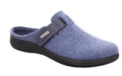 Rohde Pantolette Bari Blau Filz Hausschuh Schlappen Slipper Einlagen Kletter