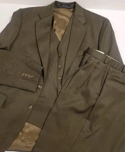 Traje Chaps Ralph Lauren Para Hombre 44R Marrón 100% Lana Chaleco Pantalones 36x29 3 Piezas - Imagen 1 de 17