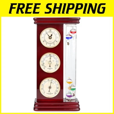 Indoor Analog Weather Station with Galileo Thermometer - Image 1 of 4