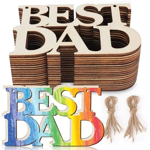 40 piezas Best DAD artesanía de madera inacabada, colgante de regalo con cuerda f9117 - Imagen 1 de 7