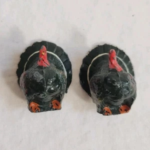 Par de estatuillas de pavo de metal fundido a presión miniatura vintage Acción de Gracias COMO ESTÁ J Hill? - Imagen 1 de 10