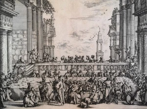 Kupferstich von 1650. Die Hochzeit von Kanaa. Nicolas I COCHIN (1610-1686): - Bild 1 von 4