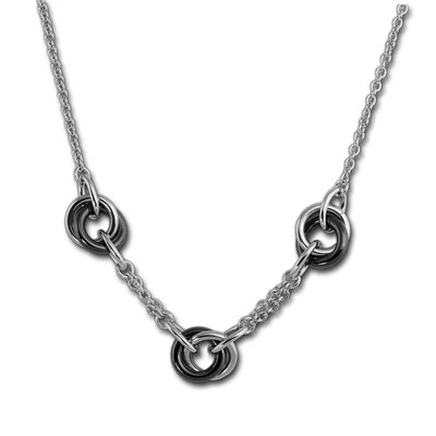 Amello Anelli Collana Argento Nero Gioielli 50Cm Acciaio Ceramica ESKX37S5 - Immagine 1 di 4