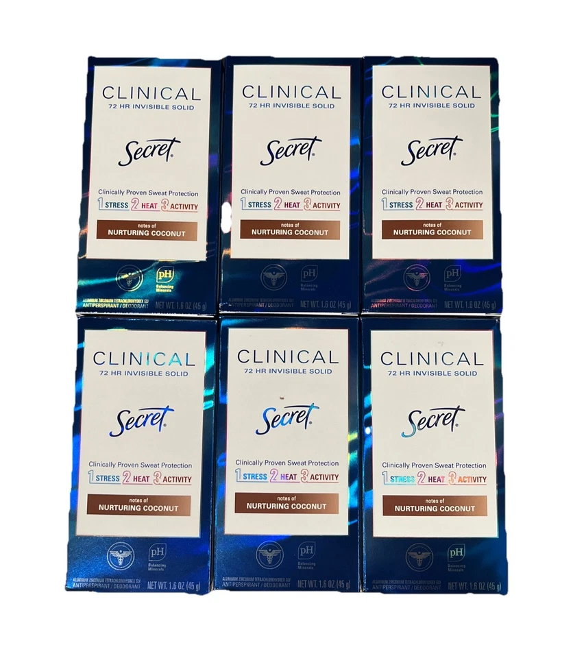 6x Secret Clinically Antiperspirant/Deodorant CLEAN COCONUT Invisible Solid - Image 1 of 1