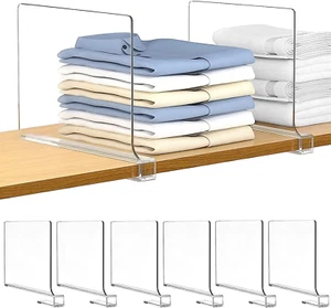 6 Stück Regalteiler für Holzregal Schrank Organisation Acryl klar - Bild 1 von 9