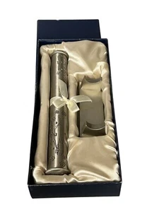 NEW Pewter Birth Certificate Holder Teddy Bears Stork & Rocking Horse w/ Stand - Picture 1 of 11