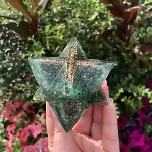 Green Aventurine Metal Resin Orgone Crystal Merkaba Star Tetrahedron Rock Gems - Picture 1 of 7