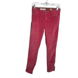 Pilcro Anthropologie Corduroy Pants Women's 26 Red Ankle Zip Chino Solid - Picture 1 of 10