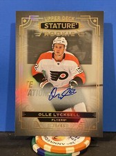 2022-23 UD STATURE HOCKEY OLLE LYCKSELL BASE RC PHOTO VARIANT ON CARD AUTO #/49