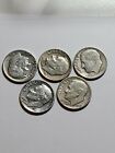 Mixed Date 90% Silver Roosevelt Dimes Lot Of 5