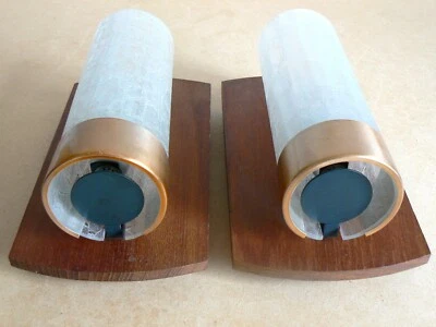 2 WANDLAMPEN TEAK + KUPFER + GLASZYLINDER WANDLEUCHTEN MIDCENTURY DESIGN - Bild 1 von 4