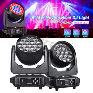 19X15W RGBW 4IN1 LED Zoom Moving Head Wash Stage Light Wedding DJ DMX 16/24CH - Picture 1 of 23