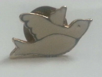 Pin Paloma Esmalte Color Blanco y Dorado Foto 1 de 2