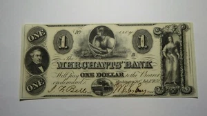 Billete de banco moneda obsoleta de $1 1852 Washington D.C. ¡Billete! Merchants Bank DC XF++ - Imagen 1 de 2