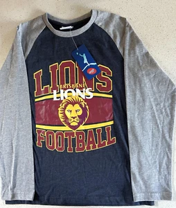 Brisbane Lions Official AFL Long Sleeved Team Colours Logo Youth Kids T-Shirt - Picture 1 of 1