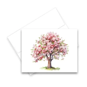 12 All Occasion Greeting Cards Blank w/ Envelopes - Apple Blossom Tree Cards - Picture 1 of 2