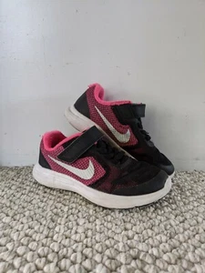 NIKE REVOLUTION 3 Black/Pink LITTLE GIRLS SZ 10.5 - Picture 1 of 7