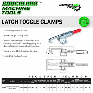 1000LB Heavy-Duty J-Hook Flange Base Latch Clamp: Carbon Steel Hardware - Picture 1 of 7