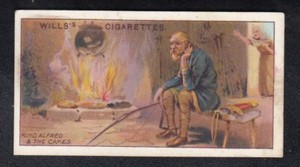 KING ALFRED AND THE CAKES Vintage 1912 Trade Card ENGLAND
