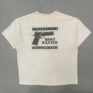 Vintage 2000s Springfield Armory USA Most Wanted Rare Pistol Firearm T Shirt XL - Picture 1 of 7