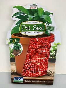 MISCO HOME AND GARDEN STRETCHABLE POT SOX FABRIC COVER WASHABLE RED MOSAIC