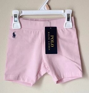 Size 2 See Note - Polo Ralph Lauren Toddler Girls Stretch Shorts - Pink w Navy - Picture 1 of 6