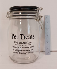 Adorable Pet Treats Clear Glass Jar Canister with Spring Locking Lid