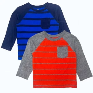 Okie Dokie Baby Toddler Boy Top 2 Pack Long Sleeve Raglan Stripes Shirt 2T - Picture 1 of 9