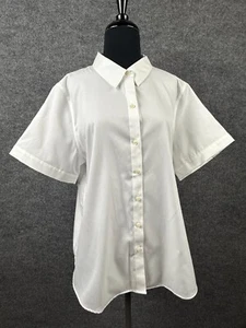 Coldwater Creek Womens Short Sleeve Shirt White Sz 18 Button Up No Iron Office - Picture 1 of 12