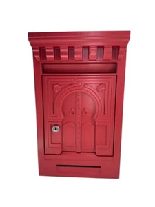 Cassetta postale posta lettere in alluminio rosso parete da muro esterno - Imagen 1 de 2