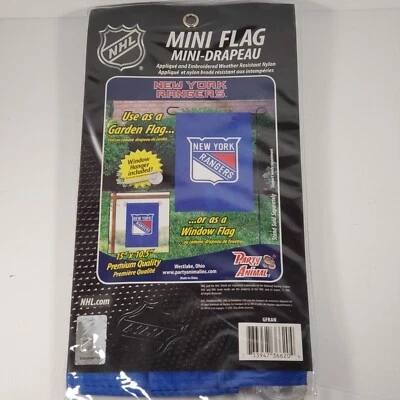 New York Rangers Mini Bandera Ventana Colgador Jardín Bandera 15" x 10.5" Nylon NHL Foto 1 de 4