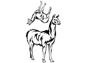 Llama 2 Stck. 1,5 bis 4 Zoll schwarz Gussglas Aufkleber - Bild 1 von 1