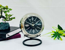 Vintage 1960s Mid Century Modern French 4 Clock  With Black Stand Silver Metalli
