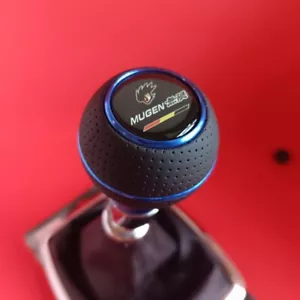 BLUE LEATHER MUGEN JDM RACING SHIFT GEAR KNOB for CIVIC ACCORD RSX FIT SI TYPE R - Picture 1 of 6