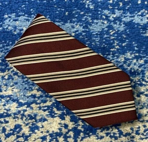 Jos. A Bank Seidenkrawatte Burgund Marineblau Silber Schwarz Taupe Schrägstreifen - Bild 1 von 4