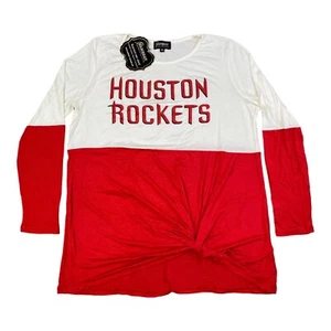Houston Rockets NBA Womens Pullover Shirt XL Colorblock 3/4 Sleeve Red White NWT - Picture 1 of 8