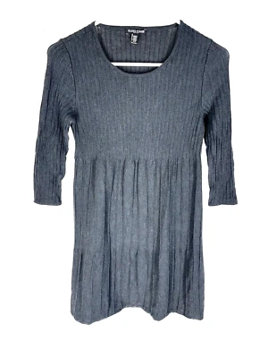 Vestido Eileen Fisher Lana Plisado Acanalado Ajuste y Acampanado Azul Pequeño Trabajo Oficina Foto 1 de 4