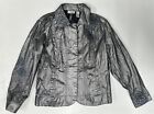 CHICO’S Platinum size 2 US Size L/12 Silver Metallic Embroidered Jacket