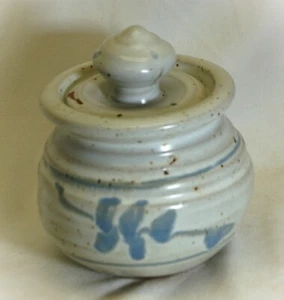 Studio Art Pottery Stoneware Lidded Jar Abstract Designs - Picture 1 of 3