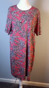 Abito J. Jill Wearever Collection M Shift colore rosa con fronde palma elasticizzato comodo - Foto 1 di 8