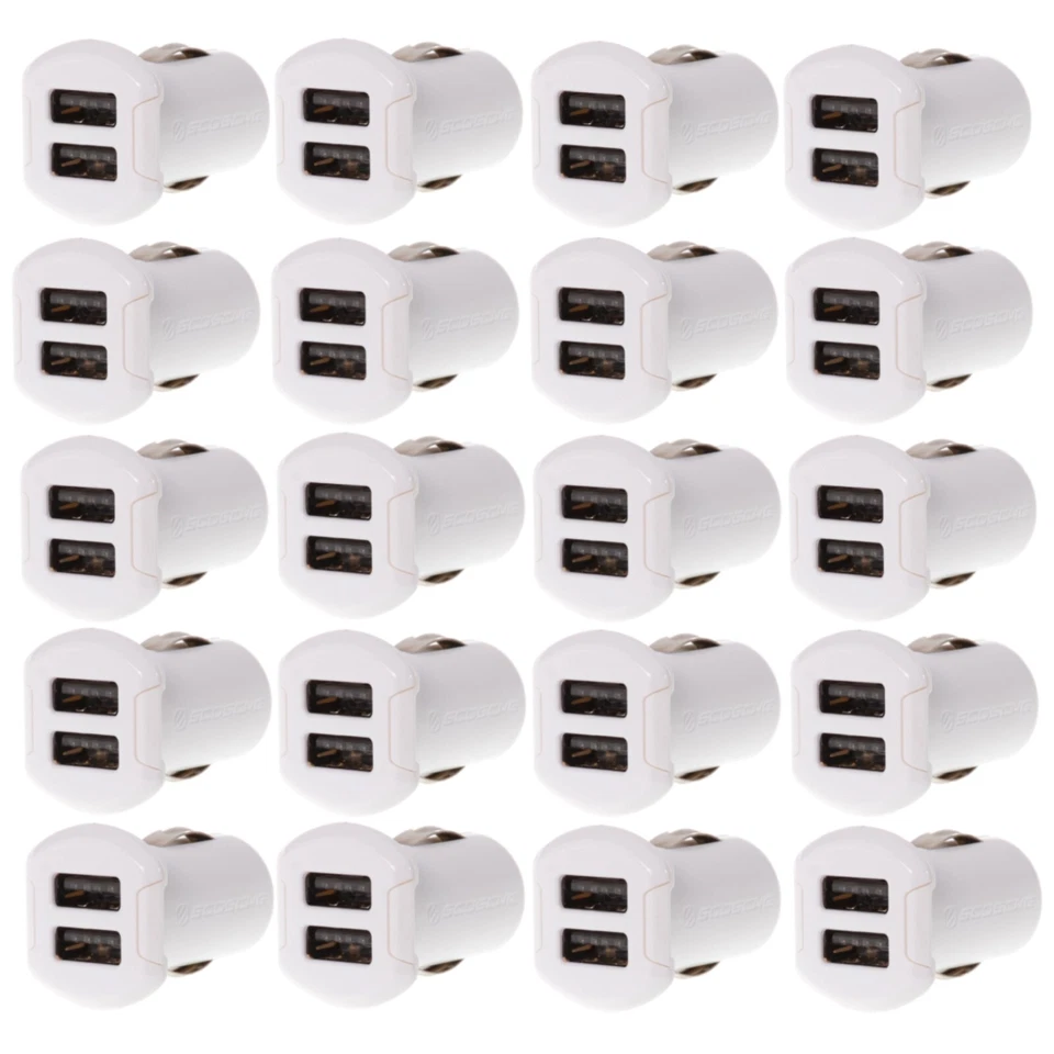 Scosche Revolt 2-Port USB Charger Dual 12W Watt 5V Volt Ports White (Pack of 20) - Image 1 of 4