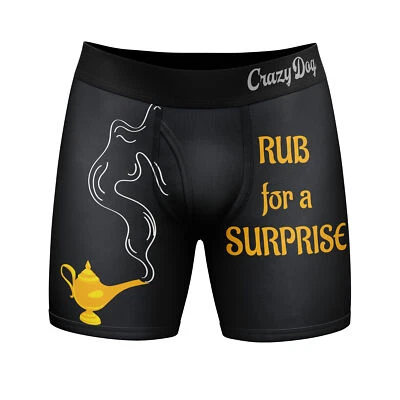 CRAZY DOG TSHIRTS Mens Rub for A Surprise Boxer Briefs Funny Sarcastic Offensive Underwear for